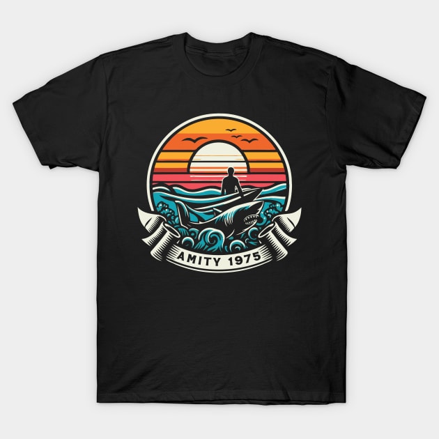 Amity 1975 Retro Fan Art T-Shirt by Trendsdk